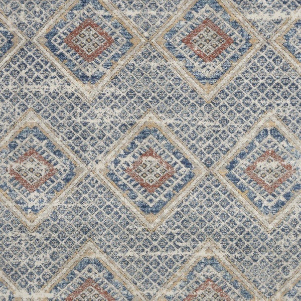 Homeroots 5' X 7' Blue And Ivory Southwestern Power Loom Non Skid Area Rug  Polypropylene 480340