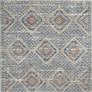 Homeroots 5' X 7' Blue And Ivory Southwestern Power Loom Non Skid Area Rug  Polypropylene 480340