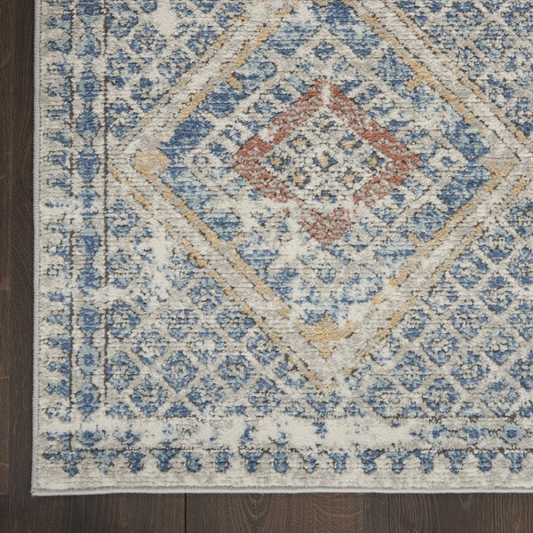 Homeroots 5' X 7' Blue And Ivory Southwestern Power Loom Non Skid Area Rug  Polypropylene 480340