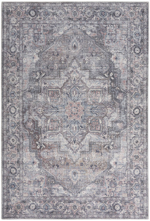 Homeroots 4' X 6' Grey Oriental Power Loom Distressed Washable Area Rug  Cotton Blend 480348
