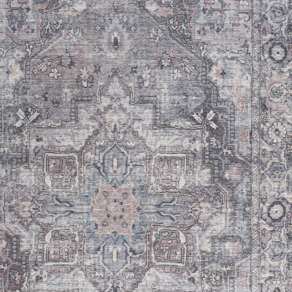 Homeroots 4' X 6' Grey Oriental Power Loom Distressed Washable Area Rug  Cotton Blend 480348