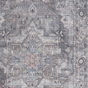 Homeroots 5' X 7' Grey Oriental Power Loom Distressed Washable Area Rug  Cotton Blend 480349