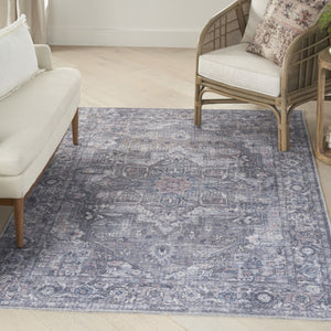 HomeRoots 5' Grey Oriental Power Loom Area Rug - Vintage-Inspired, Soft, Washable Design for Any Space 5' X 7' 480349