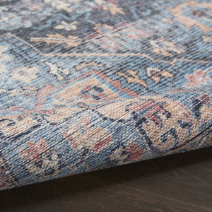 HomeRoots 5' Light Blue Oriental Area Rug – Vintage-Inspired, Washable, Durable, and Elegant for Any Room 5' X 7' 480353