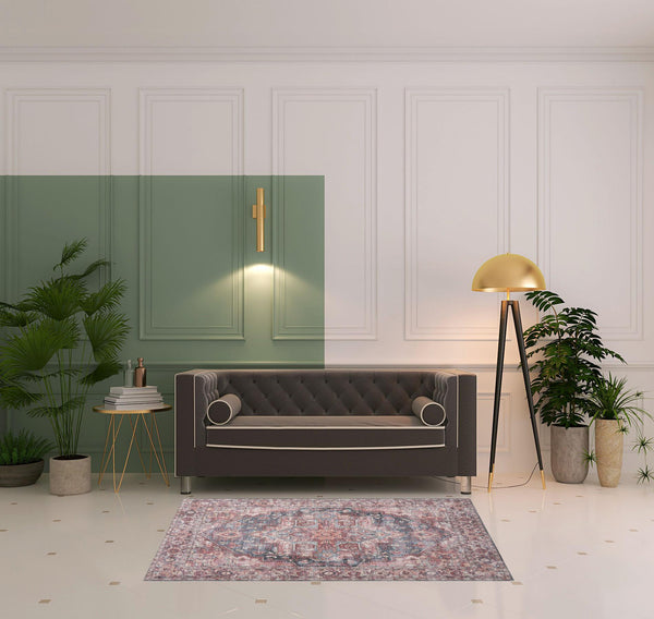 Homeroots 4' X 6' Multicolor Oriental Power Loom Distressed Washable Area Rug  Cotton Blend 480356