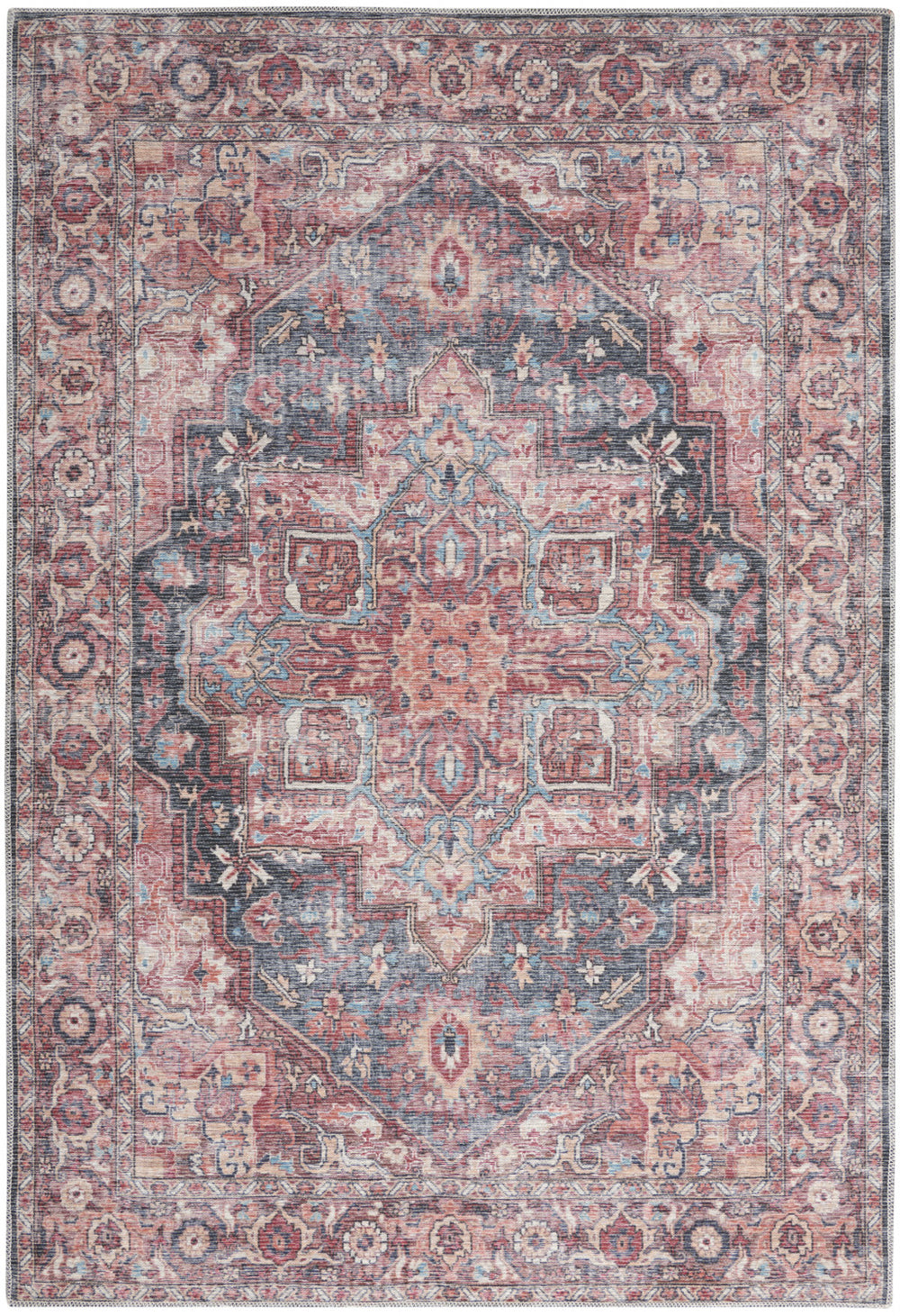 Homeroots 5' X 7' Multicolor Oriental Power Loom Distressed Washable Area Rug  Cotton Blend 480357