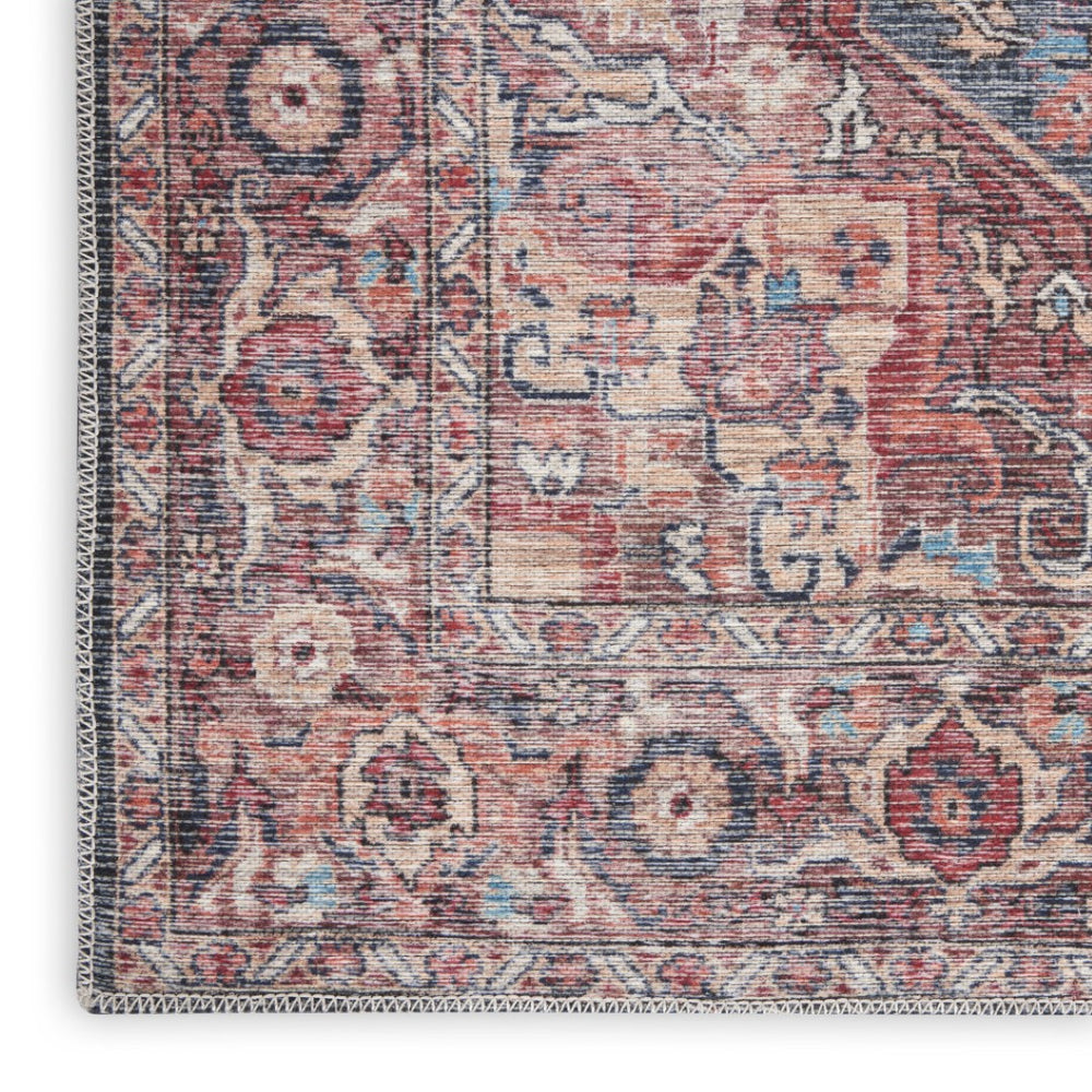 HomeRoots 5' Multicolor Oriental Area Rug - Vintage-Inspired Distressed Design for Easy-Care Home Elegance 5' X 7' 480357