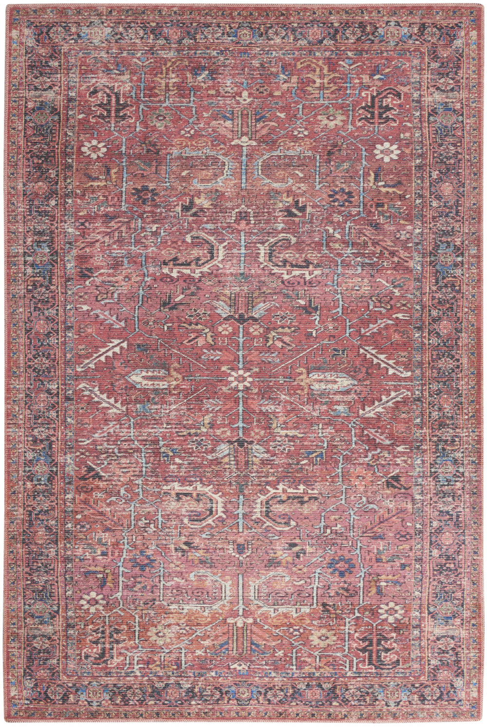 Homeroots 4' X 6' Brick Oriental Power Loom Distressed Washable Area Rug  Cotton Blend 480360