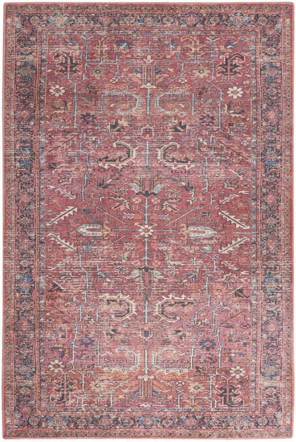 Homeroots 5' X 7' Brick Oriental Power Loom Distressed Washable Area Rug  Cotton Blend 480361