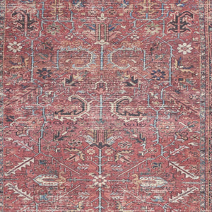 Homeroots 5' X 7' Brick Oriental Power Loom Distressed Washable Area Rug  Cotton Blend 480361