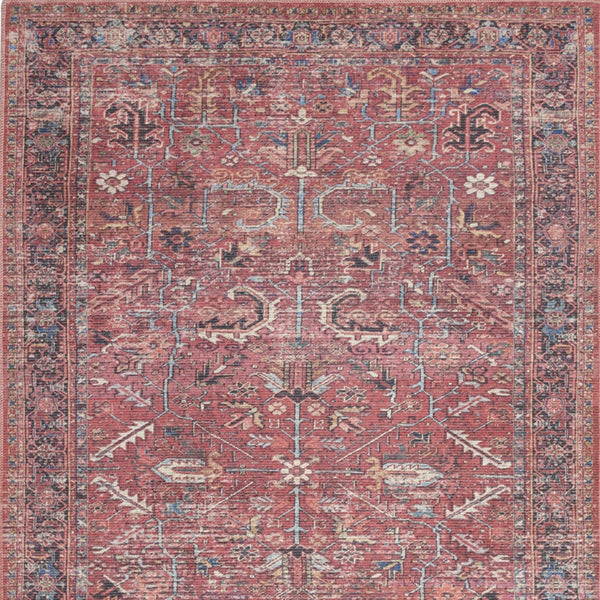 Homeroots 5' X 7' Brick Oriental Power Loom Distressed Washable Area Rug  Cotton Blend 480361