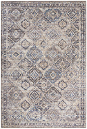 Homeroots 4' X 6' Ivory Latte Oriental Power Loom Distressed Washable Area Rug  Cotton Blend 480364