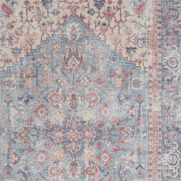 Homeroots 4' X 6' Blue Oriental Power Loom Distressed Washable Area Rug  Cotton Blend 480372