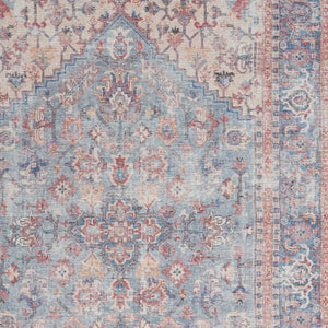 Homeroots 5' X 7' Blue Oriental Power Loom Distressed Washable Area Rug  Cotton Blend 480373