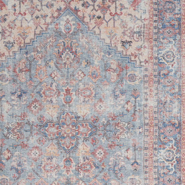 Homeroots 5' X 7' Blue Oriental Power Loom Distressed Washable Area Rug  Cotton Blend 480373