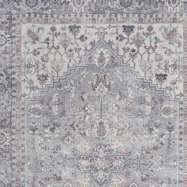 Homeroots 4' X 6' Grey Oriental Power Loom Distressed Washable Area Rug  Cotton Blend 480376