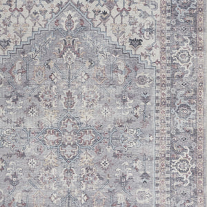 Homeroots 5' X 7' Grey Oriental Power Loom Distressed Washable Area Rug  Cotton Blend 480377