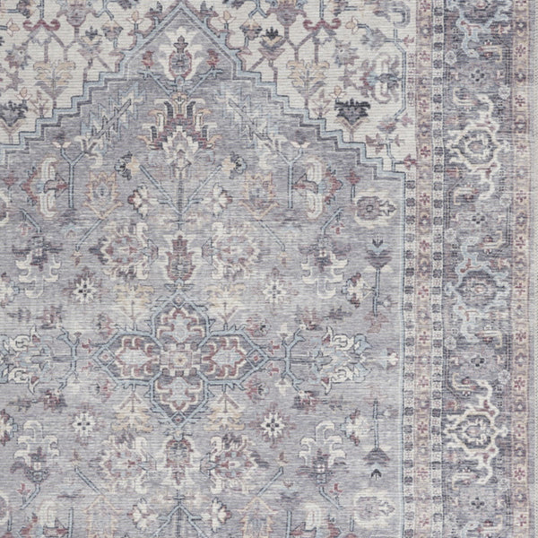 Homeroots 5' X 7' Grey Oriental Power Loom Distressed Washable Area Rug  Cotton Blend 480377