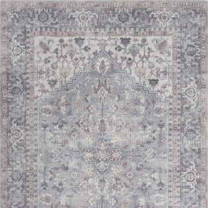 Homeroots 5' X 7' Grey Oriental Power Loom Distressed Washable Area Rug  Cotton Blend 480377