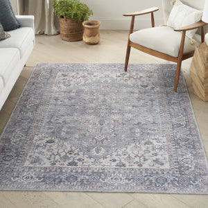HomeRoots 5' Elegant Grey Oriental Area Rug - Distressed Vintage Style, Soft Chenille, Machine-Washable Design 5' X 7' 480377