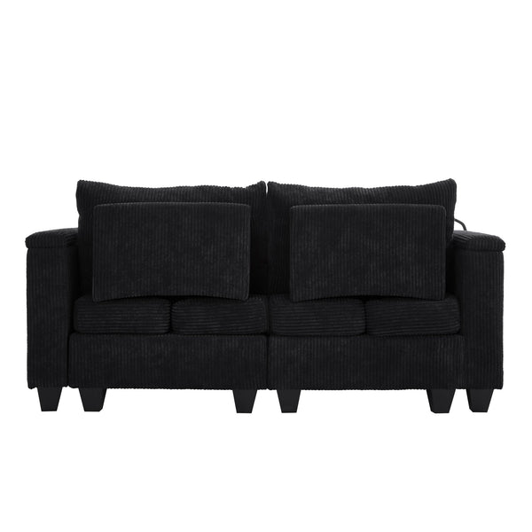 English Elm Convertible Chaise Lounge Sofa Bed With Usb Ports, Hidden Storage, Cup Holders - Stylish & Versatile! N719S002020B