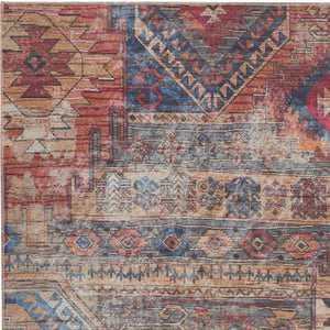 Homeroots 4' X 6' Multicolor Southwestern Power Loom Distressed Washable Area Rug  Cotton Blend 480388