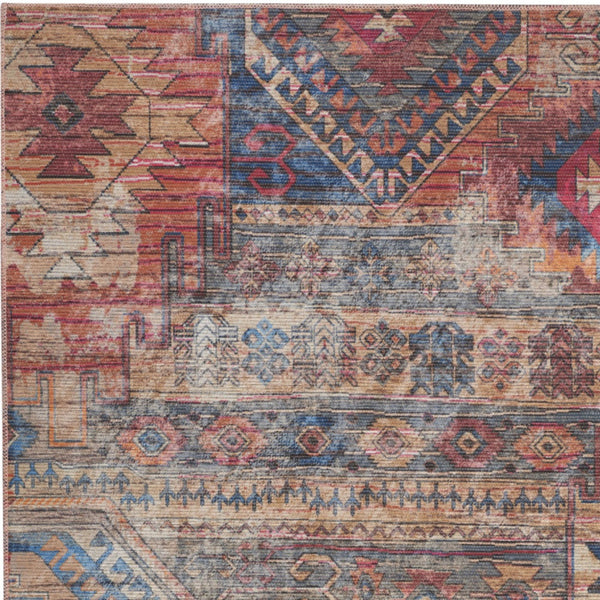 Homeroots 4' X 6' Multicolor Southwestern Power Loom Distressed Washable Area Rug  Cotton Blend 480388