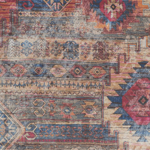 HomeRoots 5' Vibrant Southwestern-Inspired Area Rug with Distressed Finish for Boho-Contemporary Spaces 5' X 7' 480389