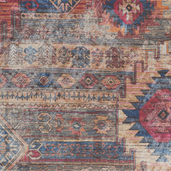 HomeRoots 5' Vibrant Southwestern-Inspired Area Rug with Distressed Finish for Boho-Contemporary Spaces 5' X 7' 480389