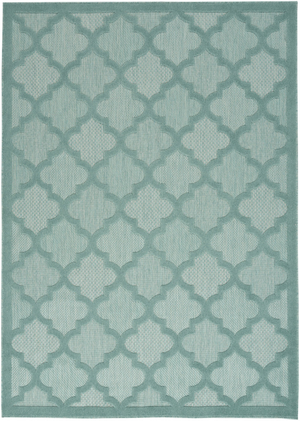 Homeroots 5' X 7' Aqua And Teal Ikat Indoor Outdoor Area Rug  Polypropylene And Polyester 480391