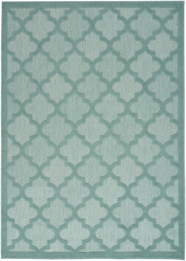Homeroots 5' X 7' Aqua And Teal Ikat Indoor Outdoor Area Rug  Polypropylene And Polyester 480391