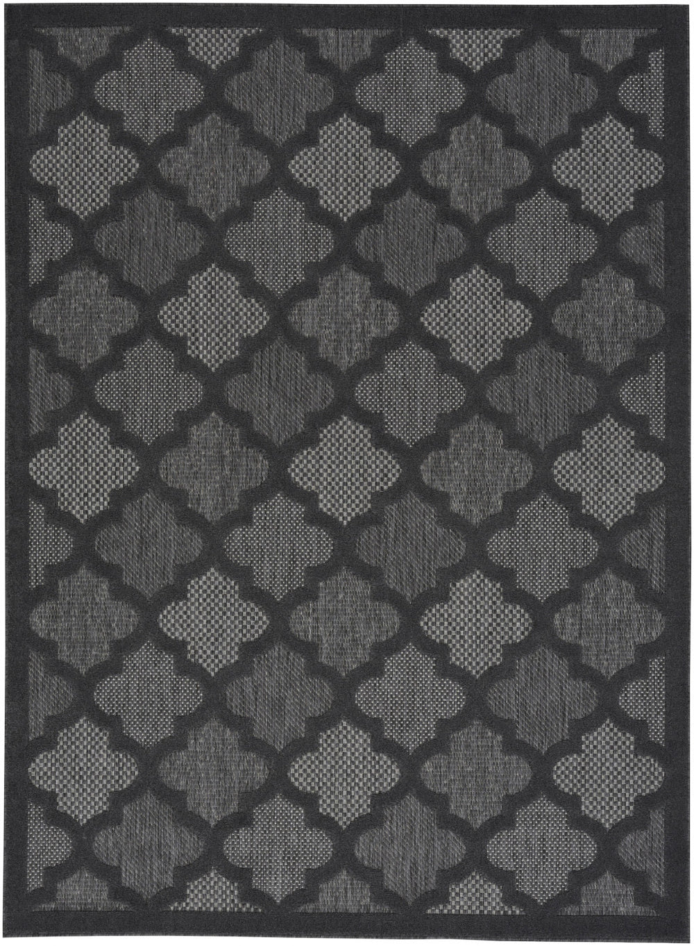 Homeroots 5' X 7' Charcoal Black Ikat Indoor Outdoor Area Rug  Polypropylene And Polyester 480393