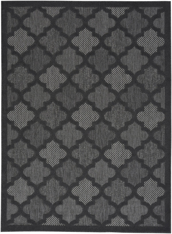 Homeroots 5' X 7' Charcoal Black Ikat Indoor Outdoor Area Rug  Polypropylene And Polyester 480393
