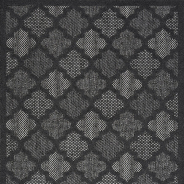 Homeroots 5' X 7' Charcoal Black Ikat Indoor Outdoor Area Rug  Polypropylene And Polyester 480393