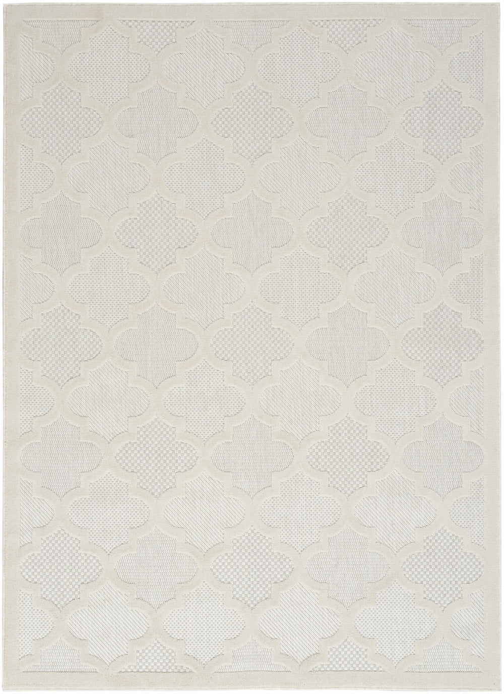 Homeroots 5' X 7' Ivory And White Ikat Indoor Outdoor Area Rug  Polypropylene And Polyester 480399