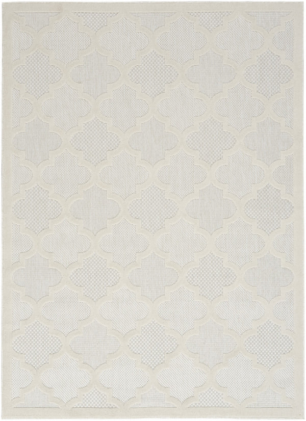 Homeroots 5' X 7' Ivory And White Ikat Indoor Outdoor Area Rug  Polypropylene And Polyester 480399