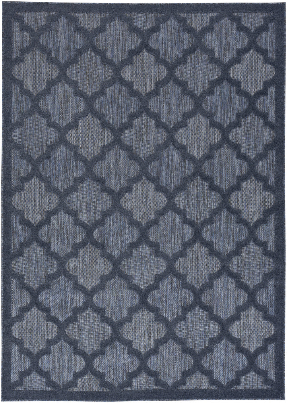 Homeroots 5' X 7' Navy Blue Ikat Indoor Outdoor Area Rug  Polypropylene And Polyester 480403