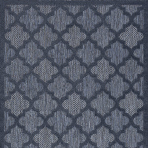 Homeroots 5' X 7' Navy Blue Ikat Indoor Outdoor Area Rug  Polypropylene And Polyester 480403