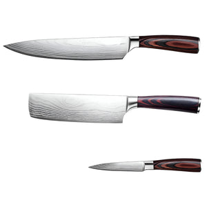 Homeroots Brown And Black Stainless Steel And Wood Eight Piece Cutlery Set   480411