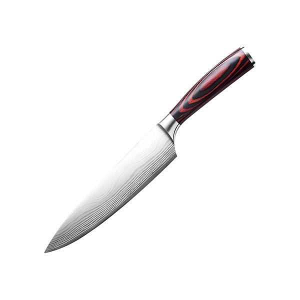 Homeroots Brown And Black Stainless Steel And Wood Eight Piece Cutlery Set   480411