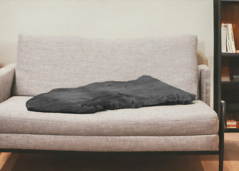 Homeroots Charcoal Plain Weave Faux Fur Solid Color Throw  Faux Fur 480427