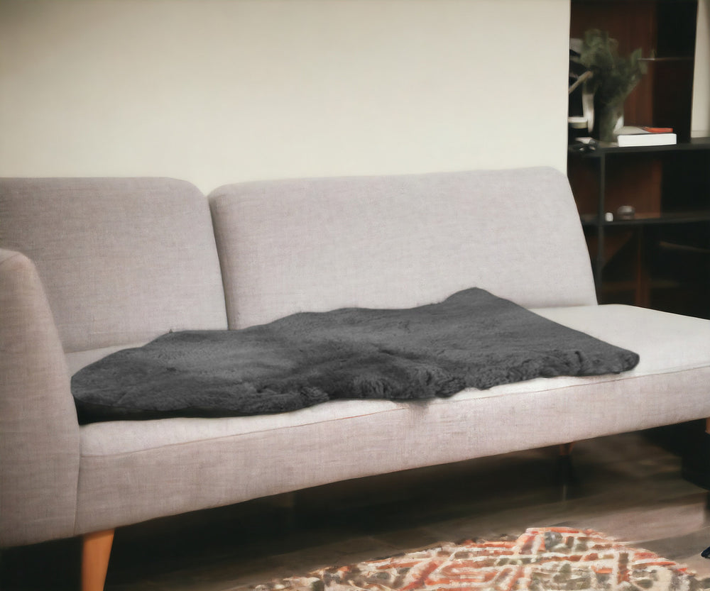 Homeroots Charcoal Plain Weave Faux Fur Solid Color Throw  Faux Fur 480428