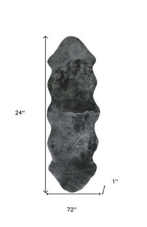 Homeroots 72" X 24" Charcoal Plain Weave Sheepskin Throw Blanket  New Zealand Sheepskin 480429