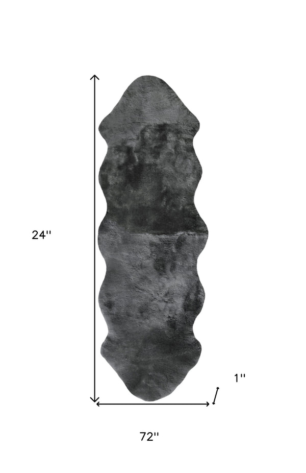 Homeroots 72" X 24" Charcoal Plain Weave Sheepskin Throw Blanket  New Zealand Sheepskin 480429