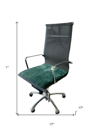 Homeroots Set Of Two 17" X 17" Emerald Linen Solid Color Dining Chair Pad  Sheepskin 480442