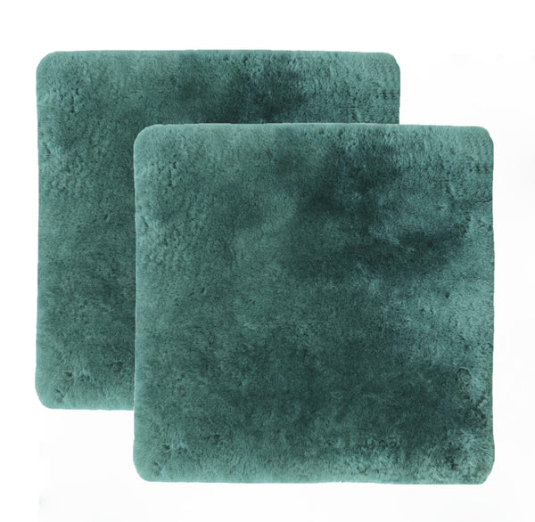 Homeroots Set Of Two 17" X 17" Emerald Linen Solid Color Dining Chair Pad  Sheepskin 480442
