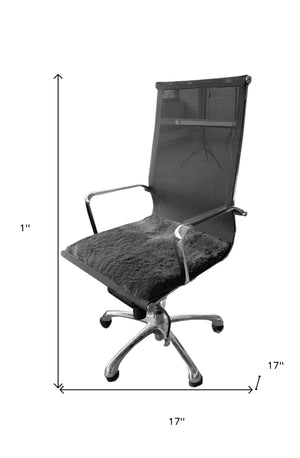 Homeroots Set Of Two 17" X 17" Charcoal Linen Solid Color Dining Chair Pad  Sheepskin 480443