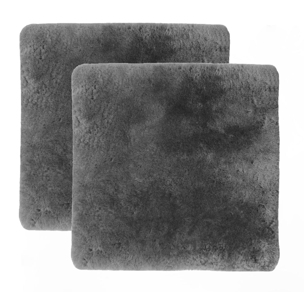 Homeroots Set Of Two 17" X 17" Charcoal Linen Solid Color Dining Chair Pad  Sheepskin 480443