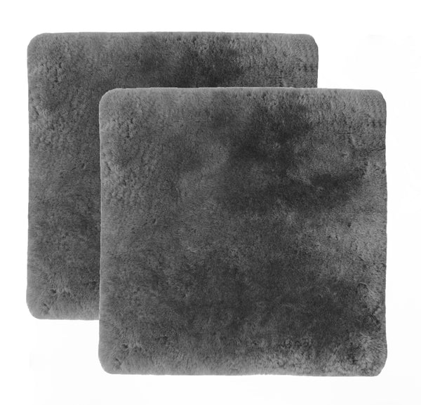 Homeroots Set Of Two 17" X 17" Charcoal Linen Solid Color Dining Chair Pad  Sheepskin 480443