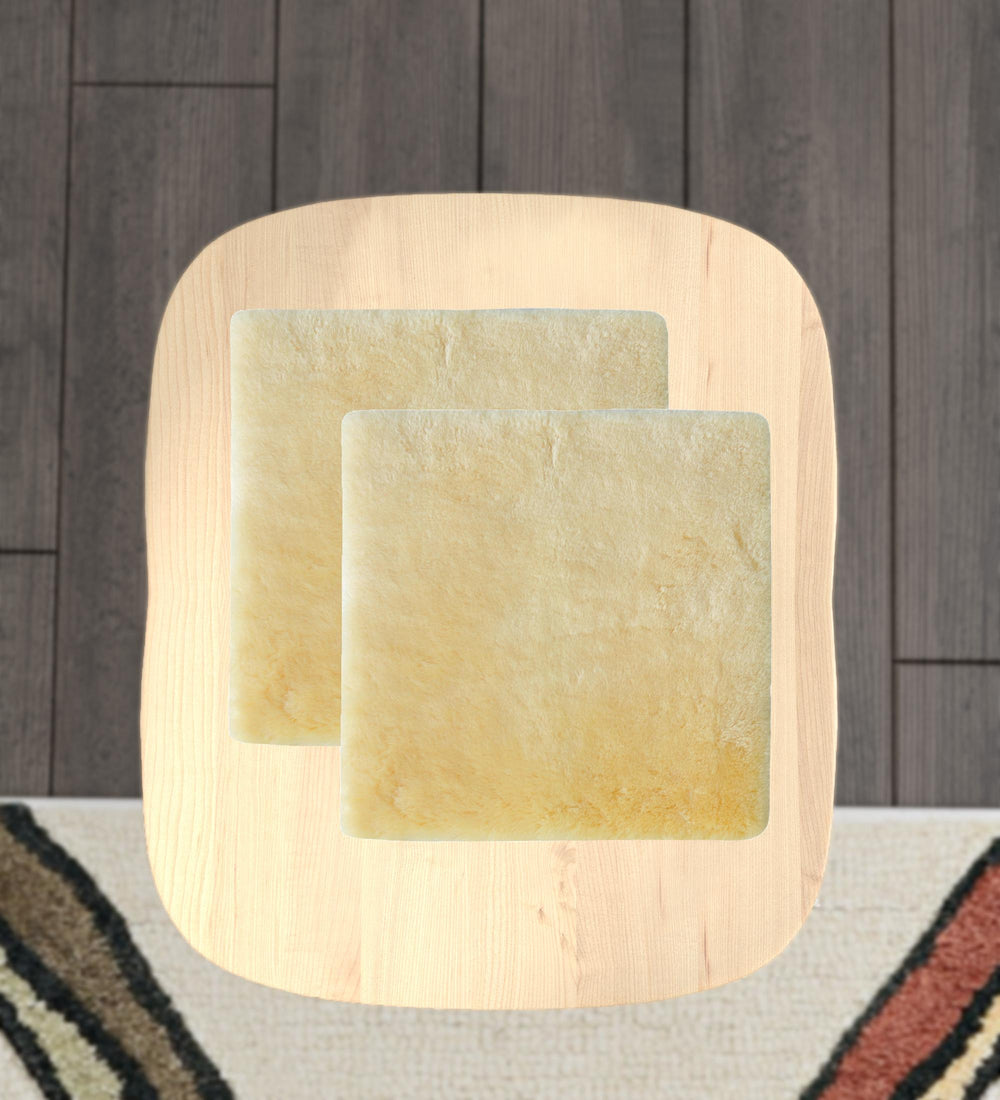 Homeroots Set Of Two 17" X 17" Cornsilk Linen Solid Color Dining Chair Pad  Sheepskin 480444